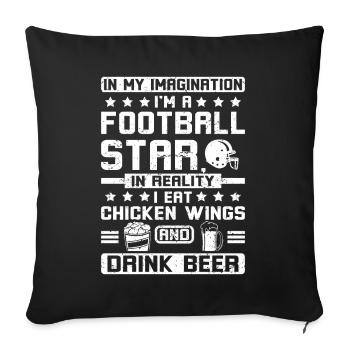 American football eat chicken wings and beer - Sofa pillowcase 17,3'' x 17,3'' (45 x 45 cm) - black - Front