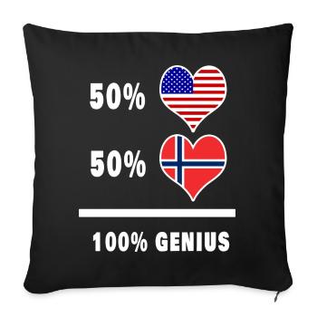 USA et Norvège design génial de drapeaux - Housse de coussin décorative 45 x 45 cm - noir - Devant