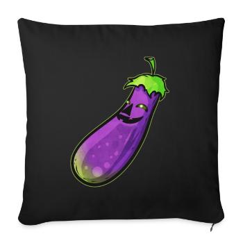 Eggplant Aubergine Jack O Lantern Face Costume - Sofa pillowcase 17,3'' x 17,3'' (45 x 45 cm) - black - Front