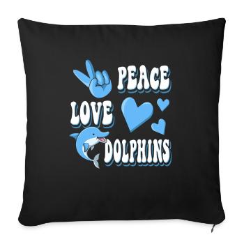 Amour de la paix des dauphins - Housse de coussin décorative 45 x 45 cm - noir - Devant