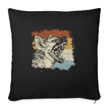 Hyène rétro - Housse de coussin décorative 45 x 45 cm - noir - Devant