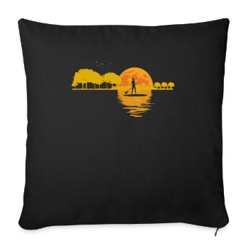Moon Guitar Lake Shadow SUP Stand Up Paddle - Sofa pillowcase 17,3'' x 17,3'' (45 x 45 cm) - black - Front