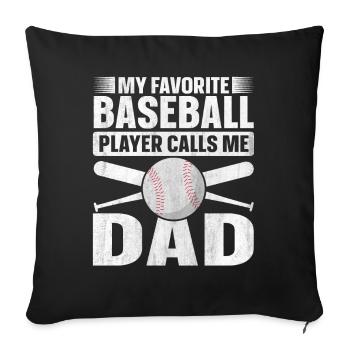 Mon joueur de baseball préféré m’appelle papa Baseball - Housse de coussin décorative 45 x 45 cm - noir - Devant