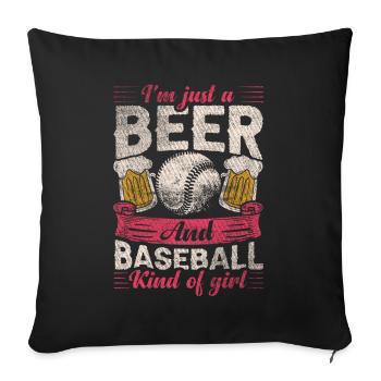 Je suis juste une bière et un baseball genre de fille de baseball - Housse de coussin décorative 45 x 45 cm - noir - Devant
