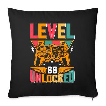 Niveau 66 Débloqué Génial depuis 1957 Funny Gamer - Housse de coussin décorative 45 x 45 cm - noir - Devant