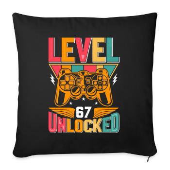 Level 67 Unlocked Awesome Since 1956 Funny Gamer - Sofa pillowcase 17,3'' x 17,3'' (45 x 45 cm) - black - Front