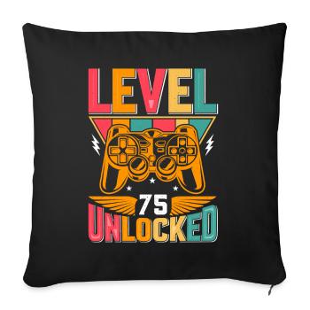 Niveau 75 Débloqué Génial depuis 1948 Funny Gamer - Housse de coussin décorative 45 x 45 cm - noir - Devant