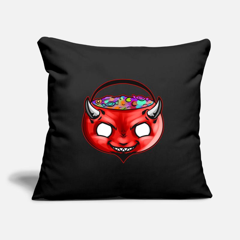 Sweets Bucket Scary Devil Sweets Collecting On Sofakissenbezug 45 x 45 cm