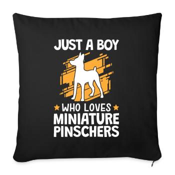 Garçon le pinscher nain aime Pinscher - Housse de coussin décorative 45 x 45 cm - noir - Devant