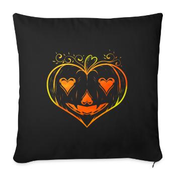 Ornament Heart Shaped Pumpkin Halloween - Sofakissenbezug 45 x 45 cm - Schwarz - Vorne