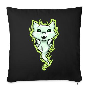 Ghost Cat Spirit Green Eyes Halloween - Sofa pillowcase 17,3'' x 17,3'' (45 x 45 cm) - black - Front