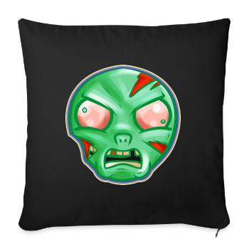 Kawaii Green Zombie Étrange Halloween - Housse de coussin décorative 45 x 45 cm - noir - Devant