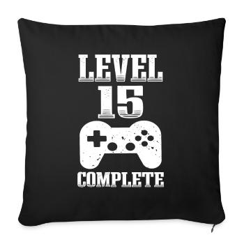 15th Birthday Level 15 Years Unlocked Gamer - Sofa pillowcase 17,3'' x 17,3'' (45 x 45 cm) - black - Front