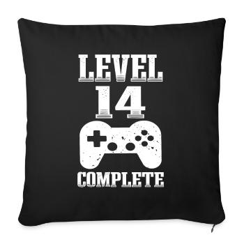 14. Geburtstag Level 14 Jahre Unlocked Gamer - Sofakissenbezug 45 x 45 cm - Schwarz - Vorne