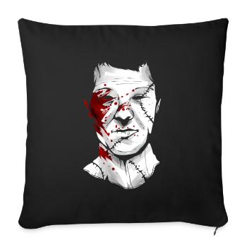 Scary Blood Splatter Leather Masque facial Halloween - Housse de coussin décorative 45 x 45 cm - noir - Devant