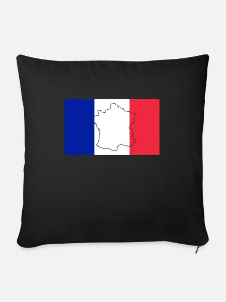 Frankreich Flagge - Sofakissenbezug 45 x 45 cm - Schwarz