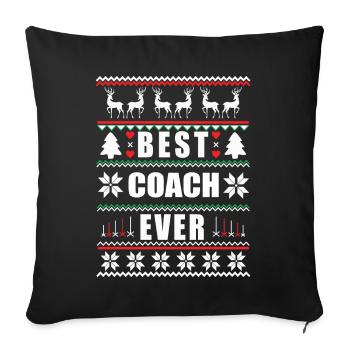 Funny Ugly Christmas Best Coach Ever - Sofa pillowcase 17,3'' x 17,3'' (45 x 45 cm) - black - Front