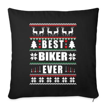 Funny Ugly Christmas Best Biker Ever - Sofa pillowcase 17,3'' x 17,3'' (45 x 45 cm) - black - Front