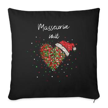 Masseurin mit Herz Weihnachtszeit Weihnachtsfeier - Sofakissenbezug 45 x 45 cm - Schwarz - Vorne
