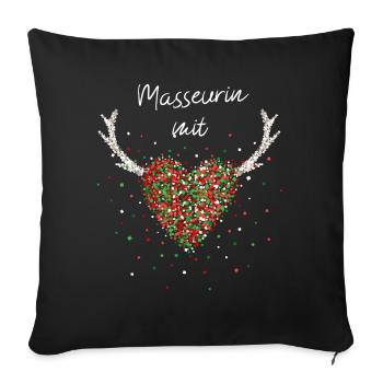 Masseurin mit Herz Physiotheraphie Wichtelgeschenk - Sofakissenbezug 45 x 45 cm - Schwarz - Vorne