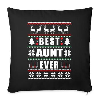 Funny Ugly Christmas Best Aunt Ever - Sofa pillowcase 17,3'' x 17,3'' (45 x 45 cm) - black - Front