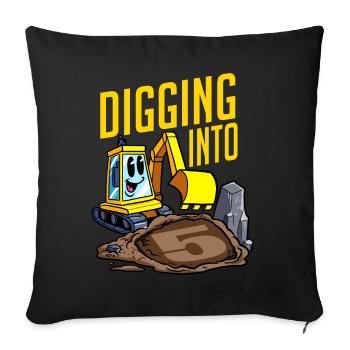 Conducteur de pelle creusant dans une pelle de 5 anniversaires - Housse de coussin décorative 45 x 45 cm - noir - Devant