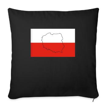 Poland Flag - Sofa pillowcase 17,3'' x 17,3'' (45 x 45 cm) - black - Front