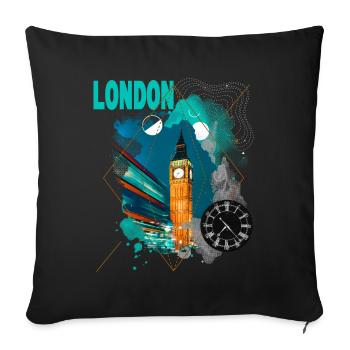 London England UK City Skyline Vintage Retro - Sofa pillowcase 17,3'' x 17,3'' (45 x 45 cm) - black - Front