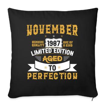 Anniversaire Novembre 1987 né Vintage - Housse de coussin décorative 45 x 45 cm - noir - Devant