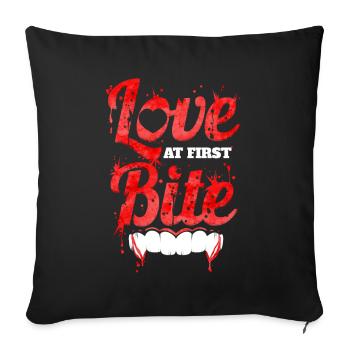 Love At First Bite Vampire Fangs Blood Halloween - Sofa pillowcase 17,3'' x 17,3'' (45 x 45 cm) - black - Front