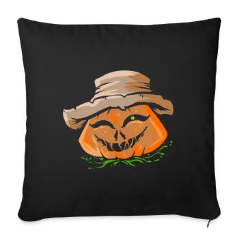 Pumpkin Lantern With Farmers Hat Jack O Lantern - Sofa pillowcase 17,3'' x 17,3'' (45 x 45 cm) - black - Front