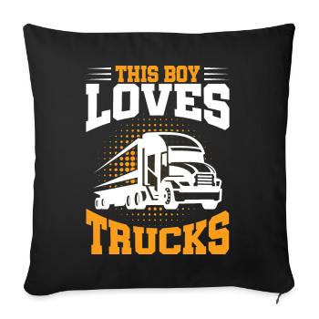 Camion, Camion, Camion, Garçon, Garçon, Enfant - Housse de coussin décorative 45 x 45 cm - noir - Devant