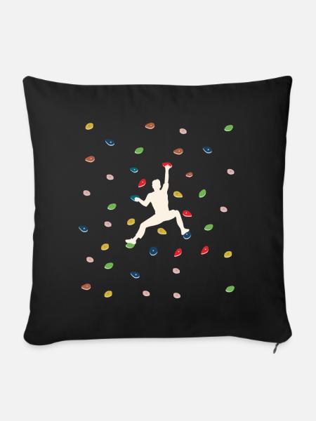 Bouldern, Klettern Freiklettern Kletterhalle - Sofakissenbezug 45 x 45 cm - Schwarz