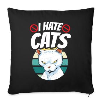 Ich Hasse Katzen Hund Welpe Liebhaber Tier - Sofakissenbezug 45 x 45 cm - Schwarz - Vorne