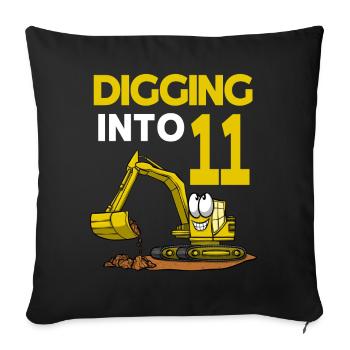 Conducteur de pelle creusant dans 11 anniversaire - Housse de coussin décorative 45 x 45 cm - noir - Devant