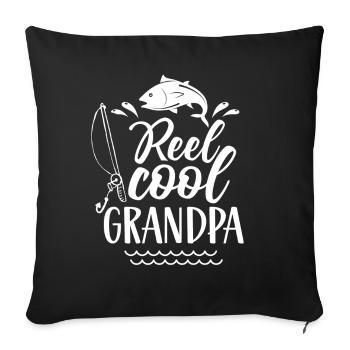 Reel Cool Grand-père Pêcheur Pêche Pêcheurs - Housse de coussin décorative 45 x 45 cm - noir - Devant