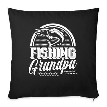 Pêche Grand-père Pêche Pêche Pêcheur Pêcheur Pêcheur - Housse de coussin décorative 45 x 45 cm - noir - Devant