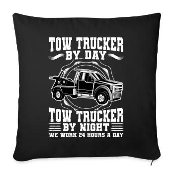 Conducteur de dépanneuse Nous travaillons 24 heures sur 24 Pendant la journée - Housse de coussin décorative 45 x 45 cm - noir - Devant