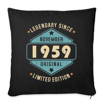 Novembre 1959 Vintage Retro Anniversaire - Housse de coussin décorative 45 x 45 cm - noir - Devant