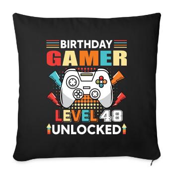 Birthday Gamer Level 48 Unlocked 48 Birthday - Sofa pillowcase 17,3'' x 17,3'' (45 x 45 cm) - black - Front