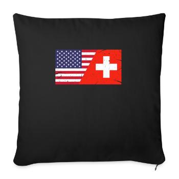 Suisse Amérique Suisse Alpes suisses Cadeau - Housse de coussin décorative 45 x 45 cm - noir - Devant