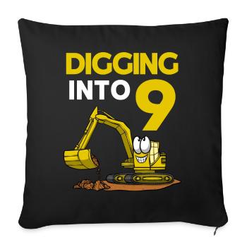 Conducteur de pelle creusant dans une pelle de 9 ans - Housse de coussin décorative 45 x 45 cm - noir - Devant