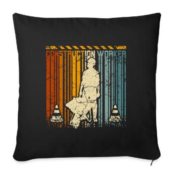 Ouvrier de la construction rétro vintage - Housse de coussin décorative 45 x 45 cm - noir - Devant