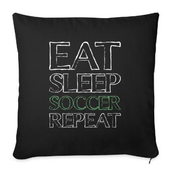 Manger du football de sommeil - Housse de coussin décorative 45 x 45 cm - noir - Devant