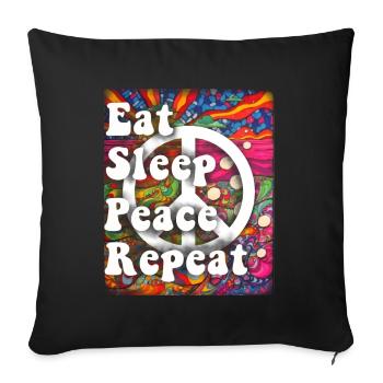 Hippie Cadeau Acidhead Flowerpower Hippi Hippy - Housse de coussin décorative 45 x 45 cm - noir - Devant