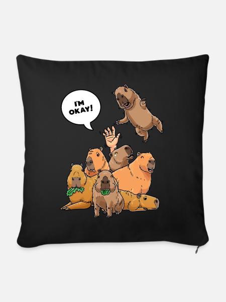 Capybara Lustig Nagetier Wasserschwein - Sofakissenbezug 45 x 45 cm - Schwarz