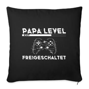 Papa Level Loading Schwangerschaft Verkünden Baby - Sofakissenbezug 45 x 45 cm - Schwarz - Vorne