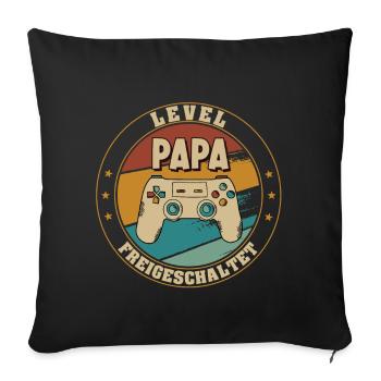 Papa Level Loading Schwangerschaft Verkünden Baby - Sofakissenbezug 45 x 45 cm - Schwarz - Vorne
