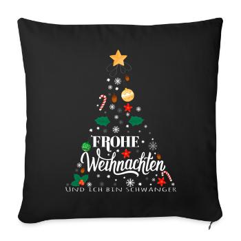 Weihnachten Überraschung Schwangerschaft - Sofakissenbezug 45 x 45 cm - Schwarz - Vorne