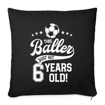 6 Years Old Soccer Themed Birthday Party 6th Bday - Sofa pillowcase 17,3'' x 17,3'' (45 x 45 cm) - black - Front